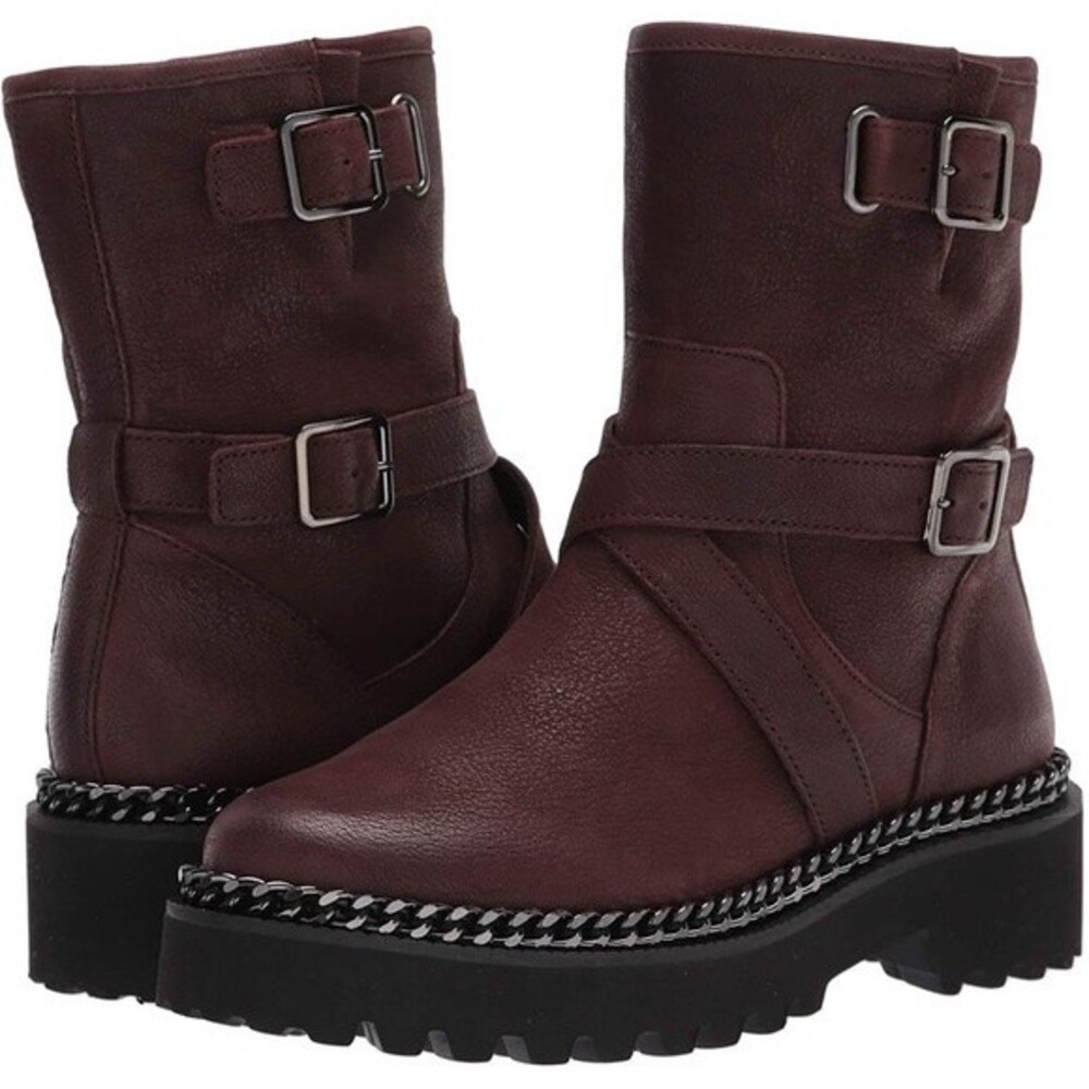 Vince Camuto Women's Messtia Buckle Lug Sole Motorcycle Booties Brown Size 8.5